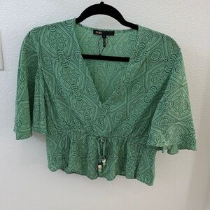 Maje Teal Geometric Blouse